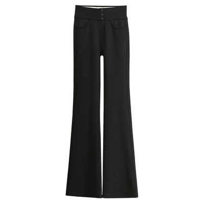 五只白鹅抗菌貂绒蚕丝微喇裤女秋冬加绒加厚高腰显瘦收腹打底裤子