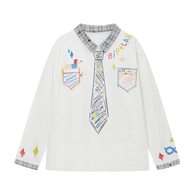 BIPOLAR卡通涂鸦polo长袖T恤