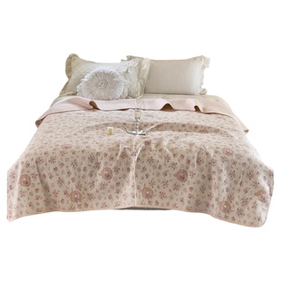 韩系小碎花全棉水洗棉床盖砂洗纯棉夹棉加厚款四季双面棉铺盖床单