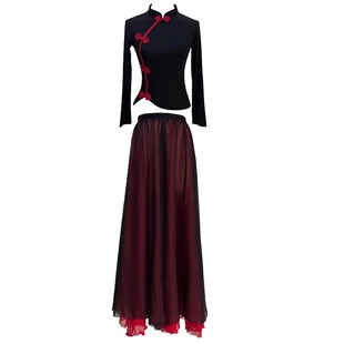 古典舞蹈服身韵中国风旗袍服装现代舞练功服秋表演服正反穿大摆裙