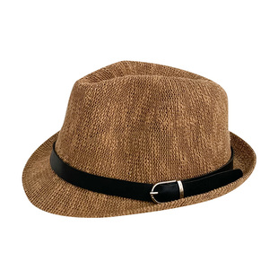 英伦风爵士帽~韩国儿童草帽凹造型复古爵士礼帽男童帅气沙滩帽潮