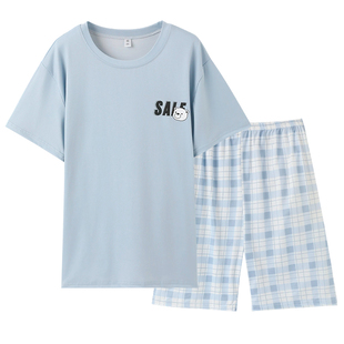 睡衣男款夏季薄款短袖短裤夏天舒适透气男士青少年休闲家居服套装
