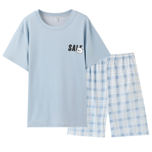 睡衣男款夏季薄款短袖短裤夏天舒适透气男士青少年休闲家居服套装