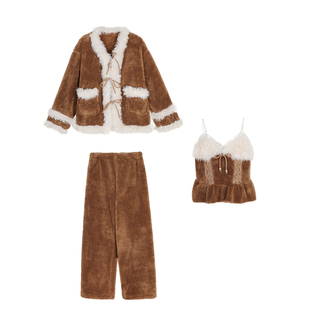 JoyceBra  甜美可爱毛茸茸睡衣女冬季珊瑚绒加厚保暖高级感家居服