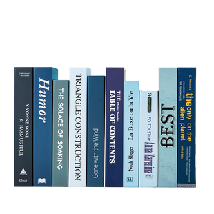 蓝色绿仿真假书软装饰品摆件客厅书房展厅摆设现代简约拍照道具书