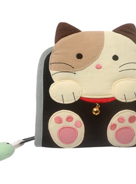 越南进口呆萌铃铛猫短款钱包女