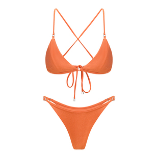 Yukari swim原创性感粉色三角分体比基尼聚拢三点式分体泳衣女 夏