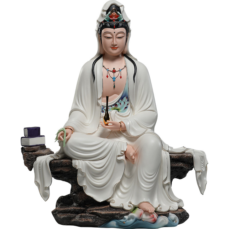 微美陶瓷19寸德王观音佛像摆件