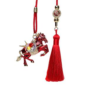 马年生肖汽车挂件国潮吉祥物车内后视镜装饰高级感2026新款车挂饰