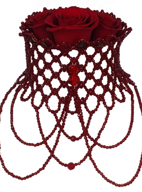 欧式宫廷洛洛克风格 原创复古多层设计流苏水晶镂空花边立领项链