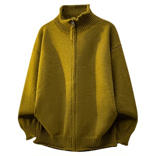 BOBBY ABLEY美式休闲立领拉链针织开衫毛衣男慵懒风保暖外套