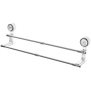 毛巾架免打孔卫生间浴室置物架吸盘式毛巾浴巾一体伸缩不锈钢架子