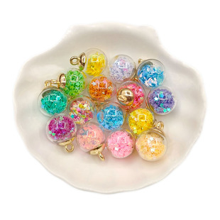 16mm透明彩色星星亮片水晶玻璃球diy手工制作耳环耳钉耳饰品挂件