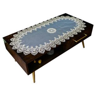 茶几桌布长方形茶几垫家用透明防尘盖布网纱桌面装饰布蕾丝餐桌垫