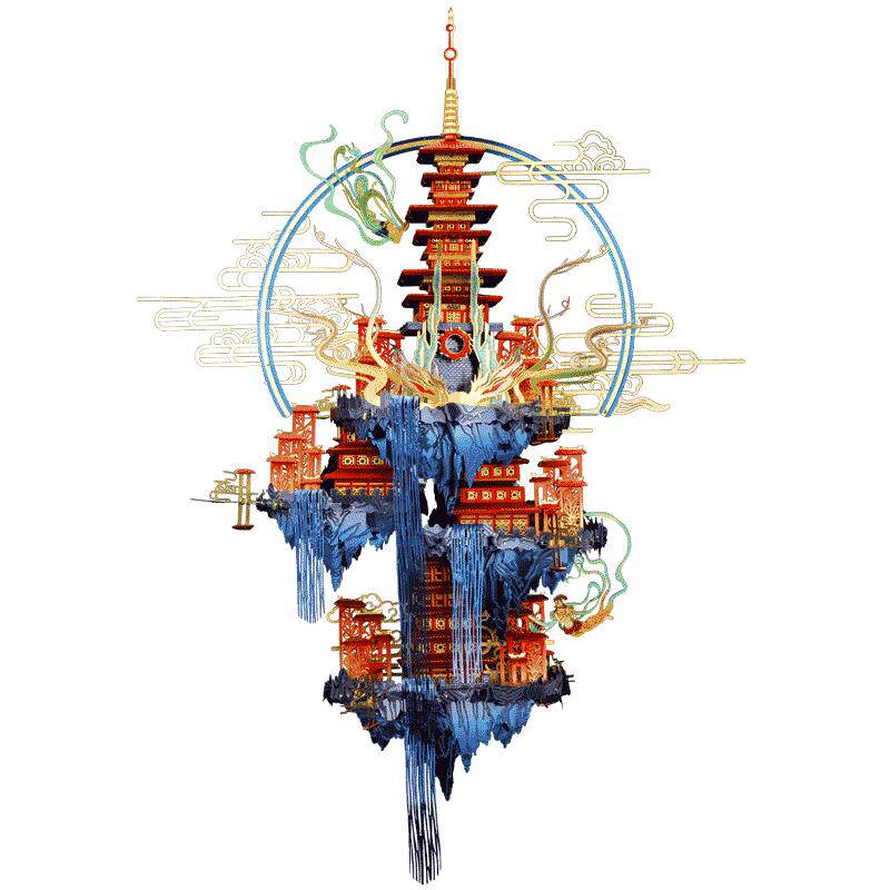 艺模3D立体拼图蓬莱仙岛金属