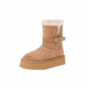 羊皮版~雪地靴女2025新款冬季内增高毛毛长筒靴加绒加厚保暖棉靴