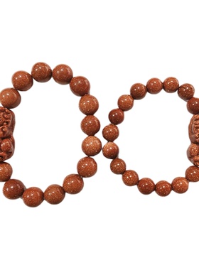 昱红天然男女款金砂石貔貅手链