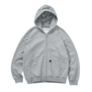 714street落肩宽松短廓版型加绒连帽卫衣开衫男2025秋冬情侣帽衫