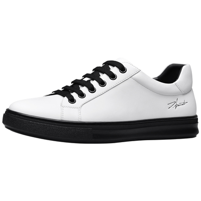 宾度耐磨简约头层牛皮低帮小白鞋