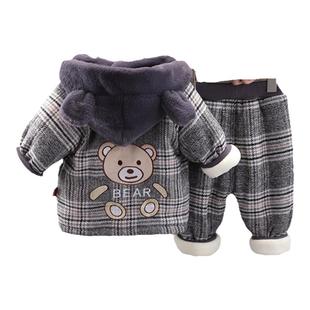 男童冬装套装小孩男宝宝棉衣服秋装婴儿外套厚加绒1岁半2周岁3多4