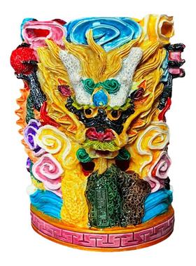 交趾陶祥龙献瑞戏珠笔筒摆件