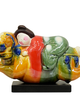 三彩艺陶瓷摆件新中式原创送礼