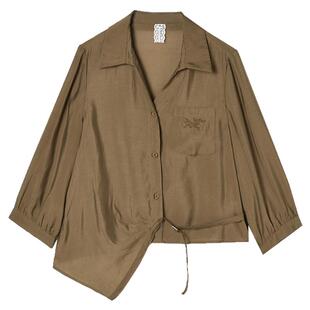 Outlets专柜撤柜正品 HH系列秋装2025新款含天丝宽松不规则衬衫女