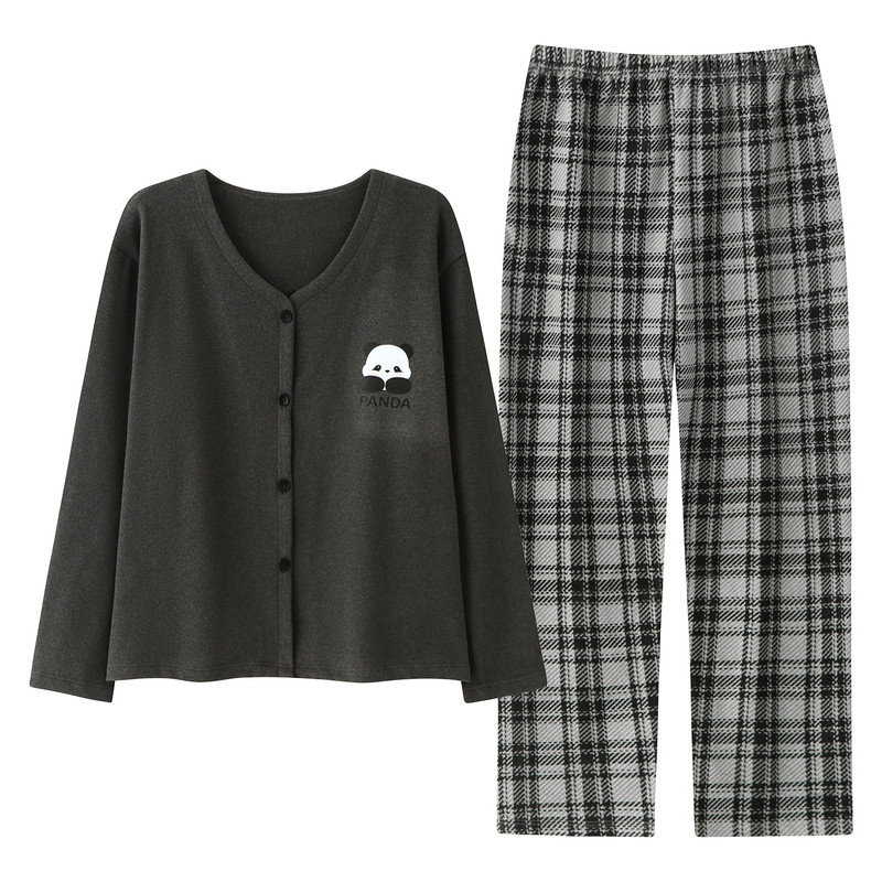 德绒女士开衫保暖长袖睡衣家居服