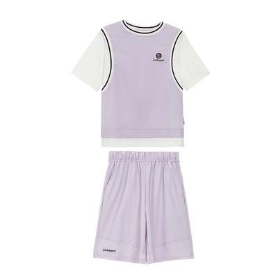 日本livheart kids 女童速干运动套装夏季儿童短袖短裤套装女大童