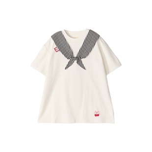 笛莎童装女童短袖T恤夏装新款女大童女孩儿童学院风上衣体恤迪莎