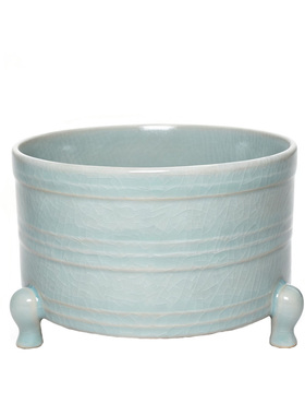 故宫同款天青汝窑弦纹尊中式摆件