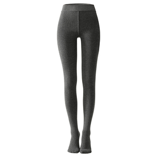 竖条纹灰色打底裤冬外穿女微压显瘦2025新款连裤袜加绒加厚九分裤