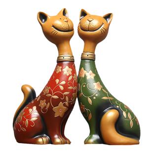 结婚礼物少数民族风招财猫咪摆件入户玄关酒柜架台中堂装饰工艺品