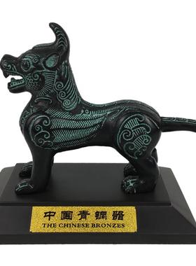 青铜摆件翼虎独角兽瑞兽古玩古董