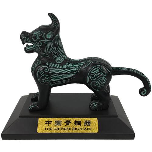 仿古青铜器翼虎摆件书房书架纯铜新中式工艺品保平安镇宅纳福收藏
