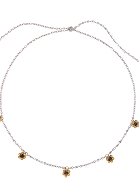 原创极简设黑玛瑙花朵可调节项链