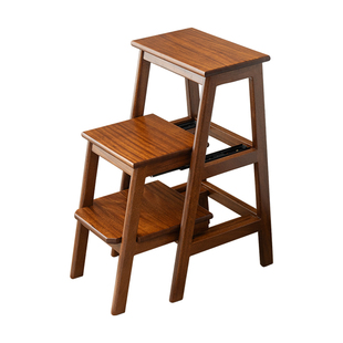 乌金木中式实木三步梯凳家用梯子折叠凳多功能椅子两用楼梯爬梯高