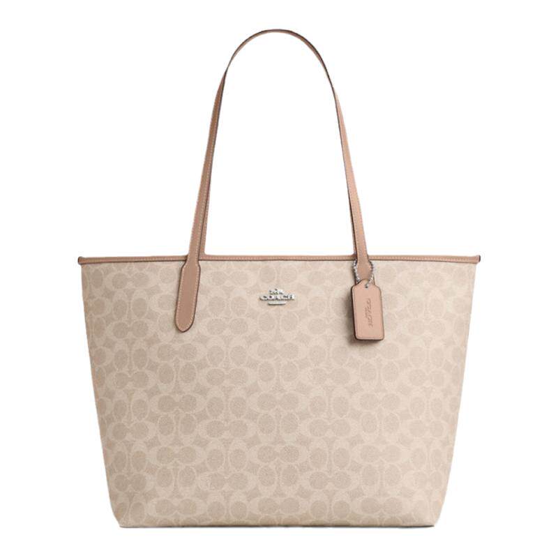 COACH/蔻驰托特包女city33单肩大容量通勤老花手提包包奥莱款