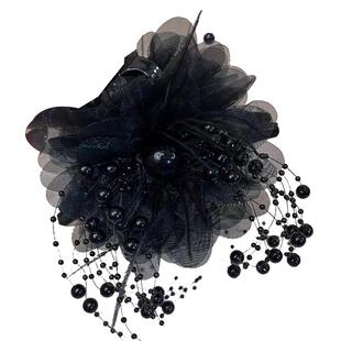 高级感牡丹花流苏抓夹女2026新款后脑勺显发量羽毛鲨鱼夹发卡头饰