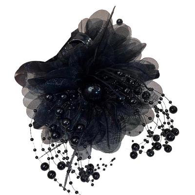 牡丹花羽毛流苏抓夹女2024