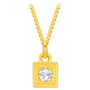 潮宏基小方糖黄金项链足金坠链金钻工艺爆闪礼物情人节 计价