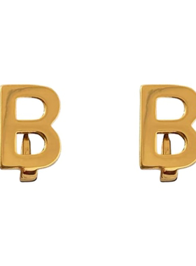 欧美简约风字母B铜镀金耳环情侣
