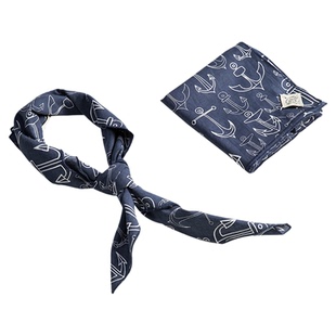 马登工装复古船锚印花头巾腰果花阿美咔叽文艺领巾饰品方巾扣男潮