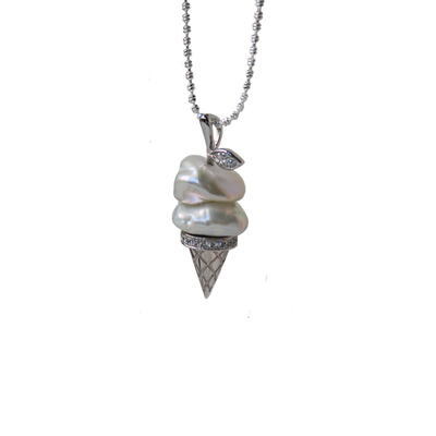 淡水巴洛克珍珠冰淇淋吊坠项链