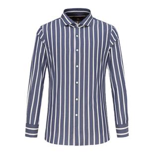 【棉自然弹】LAMPO/蓝豹男士长袖衬衫商务长绒棉正装深蓝衬衣男