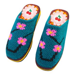 纯手工编织毛线鞋成品拖鞋农村女士针织勾针拖鞋陪嫁结婚毛线拖鞋