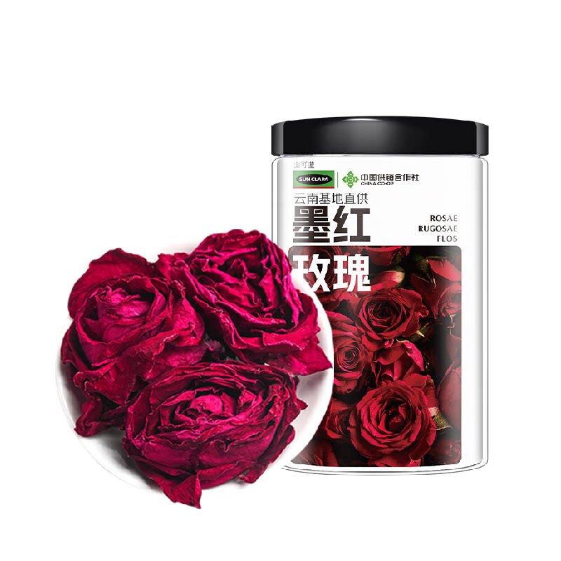 云南墨红玫瑰头茬新花玫瑰冻干花茶优质大朵玫瑰花泡水疏解花草茶