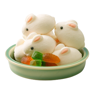 好来屋3D小白兔可爱造型兔子棉花糖儿童烘焙蛋糕甜品搭配独立包装