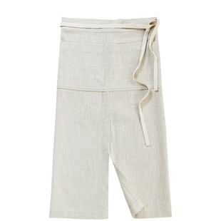 Virgo设计纯苎麻棉麻半身围裙花艺咖啡师花店餐厅工作服定制logo