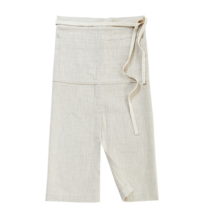 围裙棉麻日系纯苎麻棉花艺师围裙